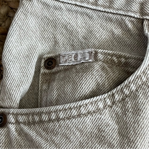 Vintage Lee Baggy Jeans 14P Tan High Rise 80’s 29in Waist Retro Mom Khaki Denim - Picture 10 of 12